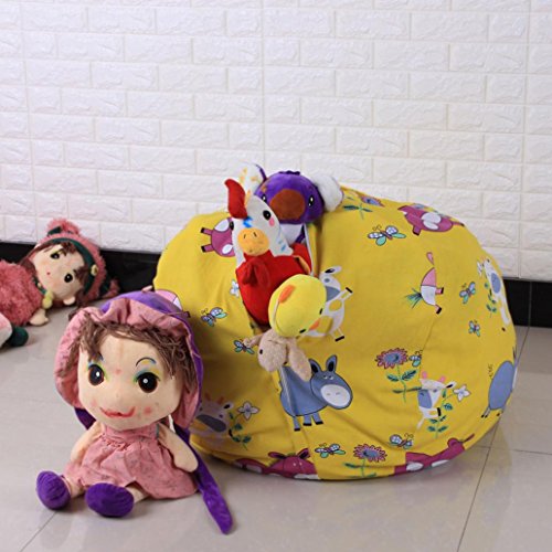 Auwer Stuffed Animal Storage Kid Bean Bag Chair - Plush Toy Storage for your Child's Stuffed Animals and Blankets (A 2)