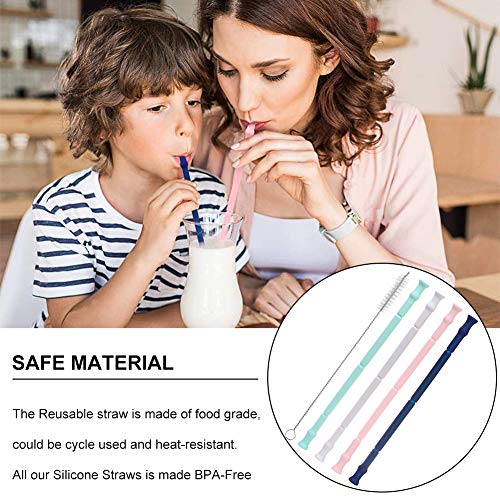INTVN 4 Pack Silikon Faltbare Trinkhalme, Wiederverwendbare Strohhalm Silikon/Silikon Strohhalme für Kinder, BPA-frei… – Bild 6