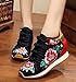AvaCostume Womens Peony Embroidery Wedge Casual Travel Walking Shoes, Black 39