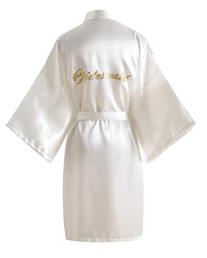 YAOMEI Damen Braut Brautjungfer Morgenmantel Kimono Satin Nachtwäsche Bademantel Robe Funkeln Morgenmantel Negligee Schlafanz