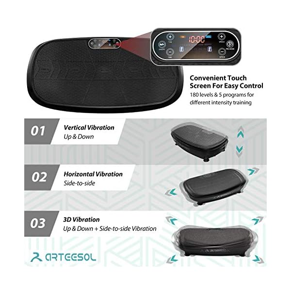 arteesol-3D-Fitness-Vibration-Plate-with-Dual-Motor-180-Speed-Levels-with-Bluetooth-51-Speaker-Used-for-Losing-Weight-Shaping-Muscles-Improving-Blood-Circulation-and-Enhancing-Physical-Fitness arteesol 3D Vibration Plate, Vibration Plate Exercise Machine, Vibration Fitness Trainers with Dual Motor, High Speed…