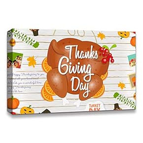 Canvas Wall Art Thanksgiving Day Theme Painting Artwork for Home Prints Framed - 12x18 inches