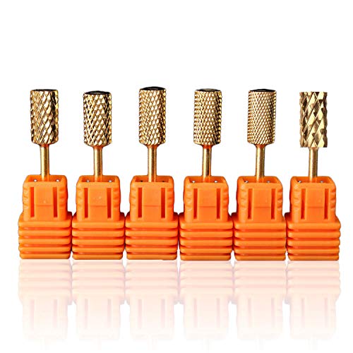 SunTrade 6Pcs Pro Electric Gold Carbide Nail Art Bit Tools 3/32''Nail Drill Bits Set