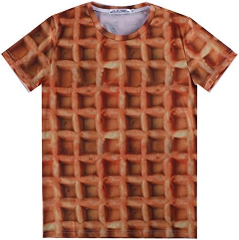 Harajuku T-shirt 3D Animal Print Waffle candy Short Sleeve Funny (L)