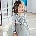 yongy Tutu Princess Casual Dress Printed Puff Long Sleeves for Baby Girl (Dusty Blue, 4-5Y)