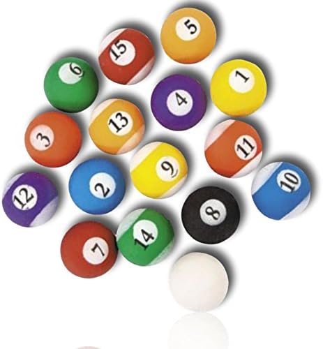 Custom & Unique {49mm} 16 Lot Pack, Big Size Super High Bouncy Balls, Made of Grade A+ Rebound Rubber w/ Recess Time Vibrant Bright Novelty Billiard Striped & Solids Pool Room Party Style (Multicolor)