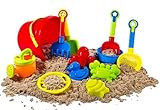 Big 12 Pcs Beach Toy Sand Set For Kids, Sand Play Set With Bucket, Shovels, Rakes, Models and Molds. Sandbox Toy