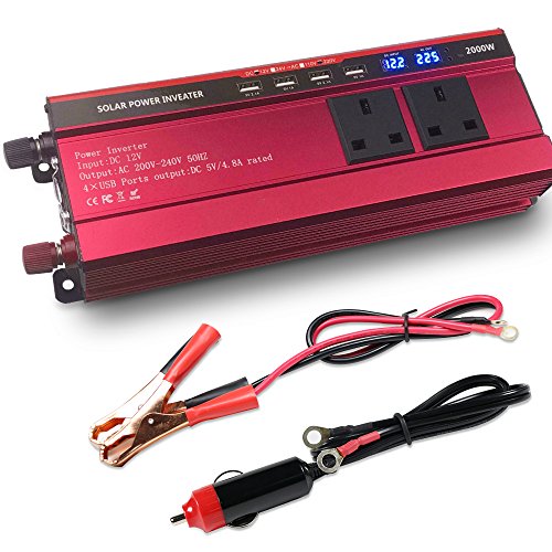 LVYUAN 1000W/2000W Peak Power Inverter DC 12V to 230V 240V AC Car