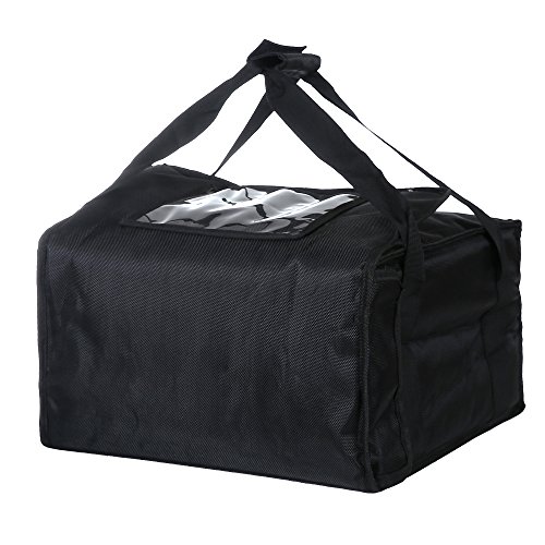 Polyester Insulated Pizza / Food Delivery Bag Professional Pizza Delivery Bag 18”×18“×8” for Three 16" Pizza Boxes (Black)