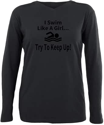 Amazon.com: CafePress I Swim Like A Girl. T-Shirt Plus Size Long: Clothing