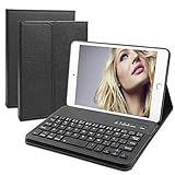 iPad Mini Keyboard Case Compatible iPad Mini 3 - iPad Mini 2- iPad Mini 1 - Folio Leather Protective Cover - Ultra Thin & Light - Removable Wireless/BT Smart Keyboard - Black