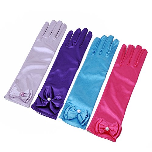 Lusiyu Girl Solid Color Long Elbow Length Formal Pageant Glove (Pink)