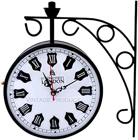 Vintage Product Antique Double Sided Victoria London Railway Wall Clock | 8 inch Dial | Color : Black
