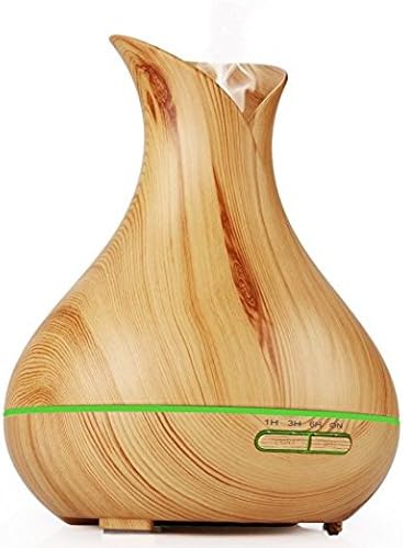 SHEY Aromatherapy Essential Oil Diffuser 400ml Ultrasonic Cool Mist Humidifier BPA Free Air Purifier with 7 Soothing LED Lights for Household Bedroom Living Room Office Spa Baby Rooms (Light Wood)