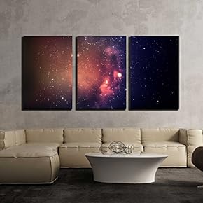 3 Piece Canvas Wall Art - Star Field in Deep Space Many Light Years Far from The Earth. - Modern Home Art Stretched and Framed Ready to Hang - 16"x24"x3 Panels