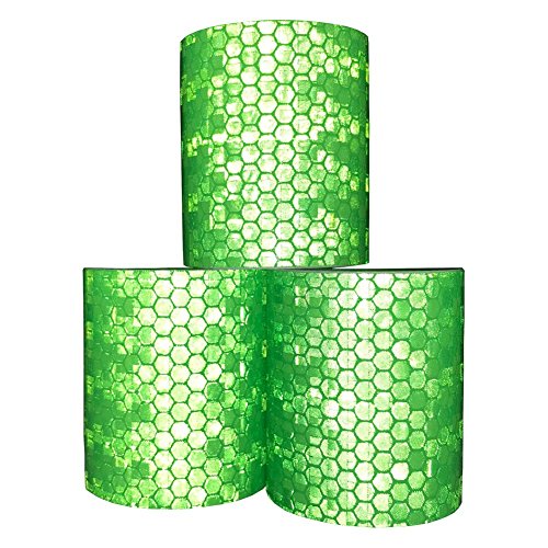 Viewm Reflective Tape 3 Rolls Safety Warning Tapes 2 inch × 3.28 yard (Green)
