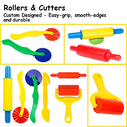 Deardeer Clay Dough Tool Mold Cutters for Kids Various Shapes Modeling Dough Clay Party Pack Mega Tool Playset - 44 Pieces
