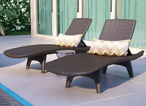 2 Pack Brown All-weather Outdoor Adjustable Woven Wicker Clarita Patio Chaise Lounges Furniture Set of 2