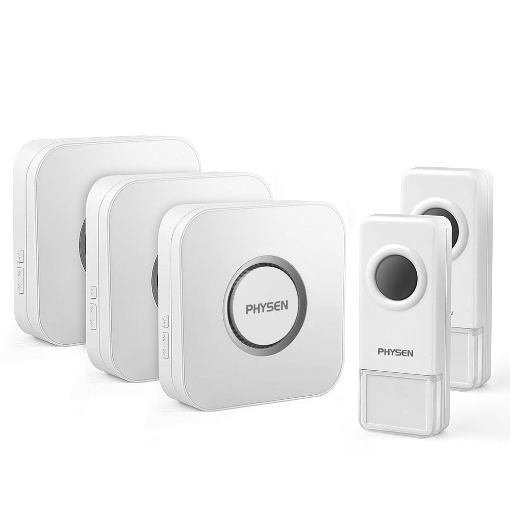 Wireless Doorbell PHYSEN B9 Waterproof Door Chime 2 Push Buttons and 3