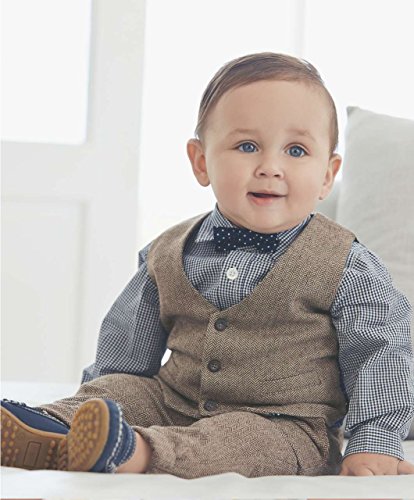 Baby Boy Gentleman Set with Dress Shirt+Bow Tie+Vest and Pants 3PC Set - Image 3