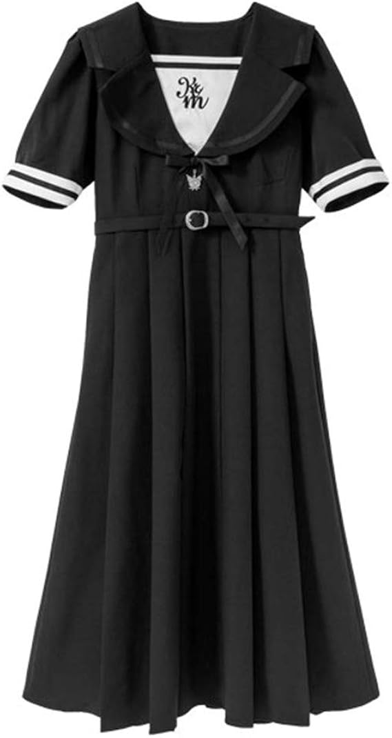 Amazon Dearmylove クロミコラボ クロミ学園ワンピース ロング ホワイトブラック Lサイズ 夢展望 ユメテンボウ サンリオ 服 ファッション小物 通販