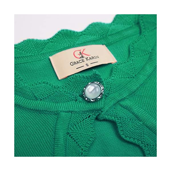 GRACE KARIN Women's Classic 3/4 Sleeve Open Front Shrug Sweaters Lace Knit Cropped Bolero Cardigan for Evening Dresses - Image 8