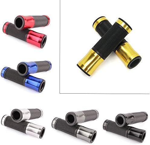Custom Motorcycle Al+Rubber Gel 7/8" Handle Bar Grips for Bars End Sport Bike Street Bikes(Gold)