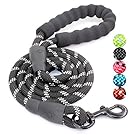 5 FT Strong Dog Leash with Comfortable Padded Handle and Highly Reflective Threads for Medium and Large Dogs (Black)