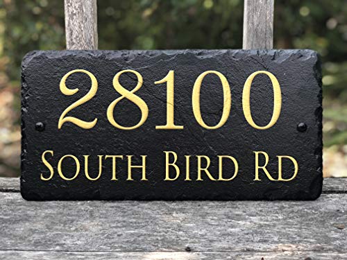 Sassy Squirrel Beautifully Handcrafted and Customizable Slate Home Address Plaque (12"x6" or 18"x8") Personalized House Sign with and mounting Hardware. Improve The Curb Appeal of Your Property - Thumbnail 4
