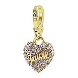 Juicy Couture Gold Tone Pink Pave Crystal Heart Charm
