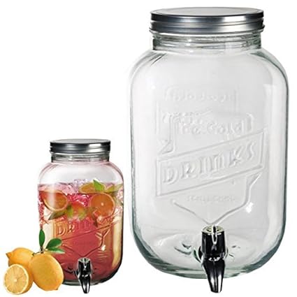 Large 3 5l Glass Tabletop Drink Dispenser Mason Jar With Tap For