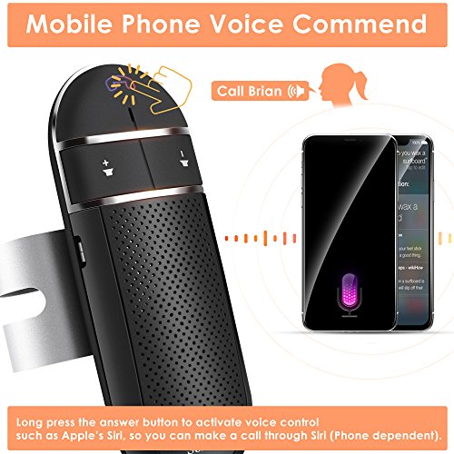 Bluetooth Car Speakerphone, SOAIY S-31 Wireless Bluetooth Car Kit with Auto Power Off Function, Voice Command Hands Free Phone Kit Supports GPS, Two Phone Connected for iPhone, Ipad, Samsung Galaxy,