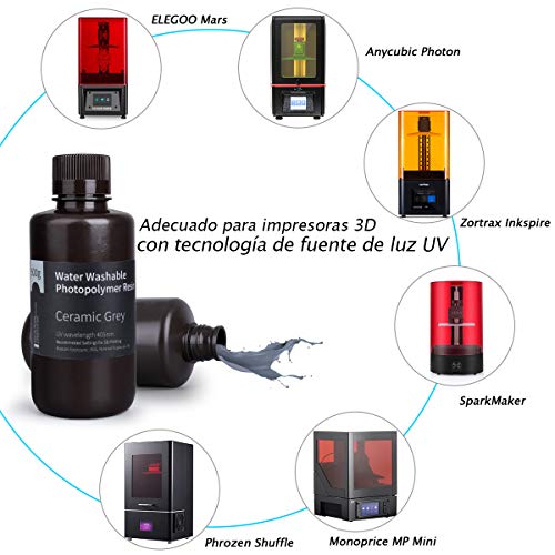 ELEGOO-Lavable-con-Agua-3D-Resina-rpida-para-Impresora-3D-LCD-Resina-de-Curado-UV-Resina-de-Fotopolmero-Estndar-de-405-nm-para-Impresin-LCD-3D-500Gram-Gris-Arcilla