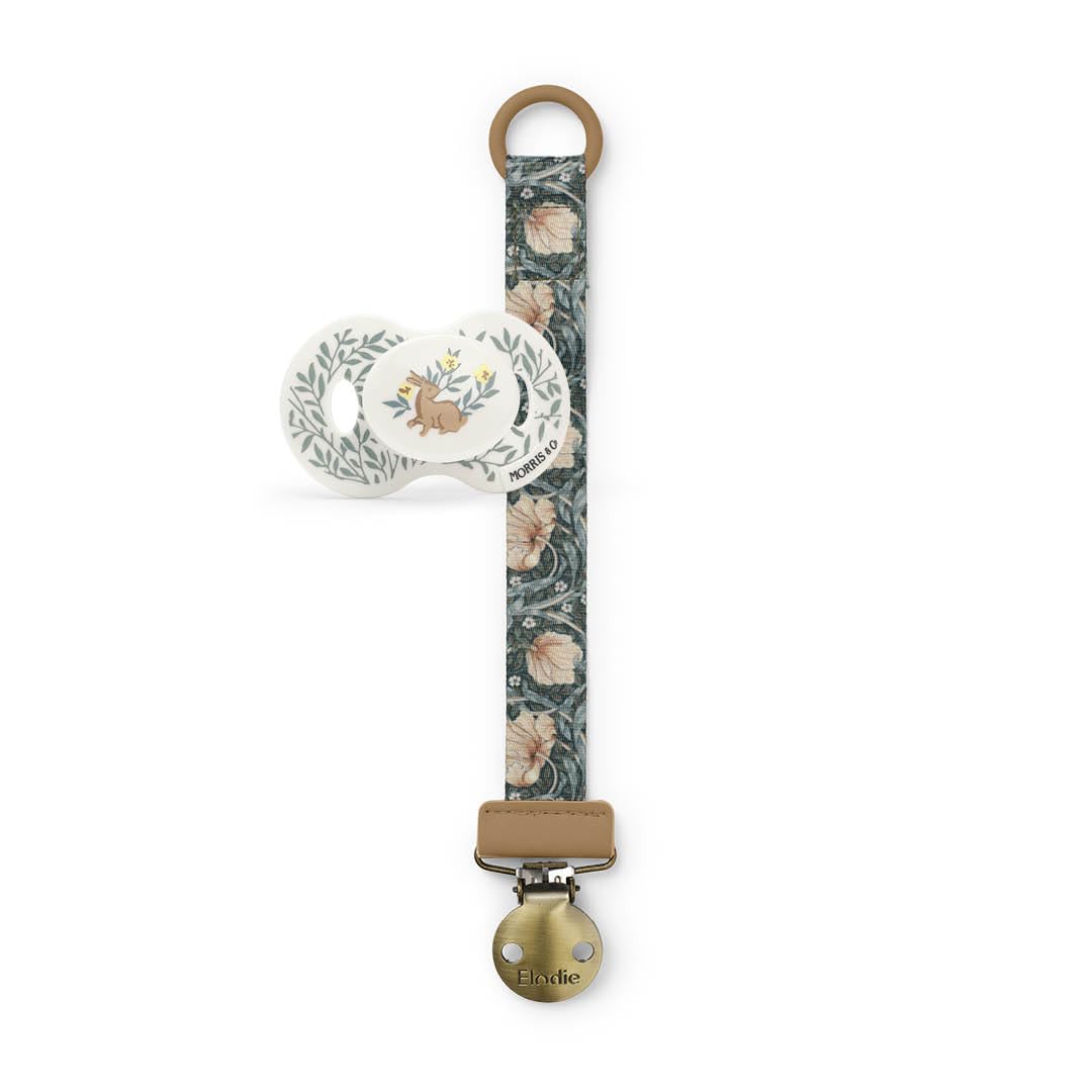 Elodie Details Pacifier & Clip Set- Dummy Chain Fabric and Stainless Steel Clip for Baby Boys and Girls, Suitable for All Dummies, Morris & Co - Standen Pacifier/Pimpernel Clip Metal