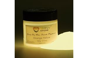 Shiny Stone Glow in The Dark Powder Pigment, Neutral and Fluorescent Colorful Luminous Pigment Powder for Painting, Epoxy Resin Colorant, DIY Crafts and Theme Party,100g/3.53oz (Orange Yellow)