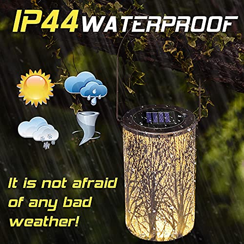 Solar Laterne Außen, Solar Garten Hängende Laterne, Solar Laterne Lichter für hängende Outdoor, Zylinderförmige Nachtlicht Wasserdicht IP44 mit Lichtempfindlichkeit, Solar Laterne für Aussen, Garten