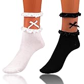 Miaband Lace Ankle Socks Cute Lolita Bow Fashion Socks Comfortable Cotton Dress Sock Summer Daily for Women 2 Pairs