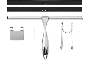 TOOVEM A FAMILY OF MANUFACTURERS 12'' Shower Squeegee, TOOVEM Shower Squeegee for Shower Doors for Glass Doors, Windows, Bathroom, Car Windshield, Silver