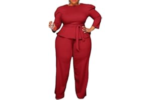 ThusFar Plus Size 2 Piece Outfits for Women Blazer Top Long Sleeve Long Pants Sets Casual Elegant Business Suit with Belt