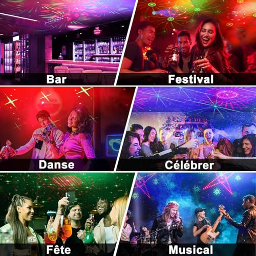 LED Disco Ball with 72 Projection Patterns, Light Sets for Party RGB Multicoloured, Party Projector with Remote Control and Voice Control, Strobe Effect for Birthday, Wedding, Christmas, Bar