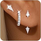 Angelady 3 Pairs Gold Hoop Earrings Set for Women, 14K Small Huggie Earring for Multiple Piercing Hypoallergenic Earring Stacks Trendy Jewelry, Dainty Sun Kite Stud Earrings for Women's Gifts