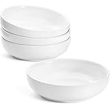LE TAUCI 45 Ounce Pasta Bowls, Large Salad Bowls and Serving Bowls Set, White Soup Bowl，Ceramic Pasta Plates Set Microwave Di