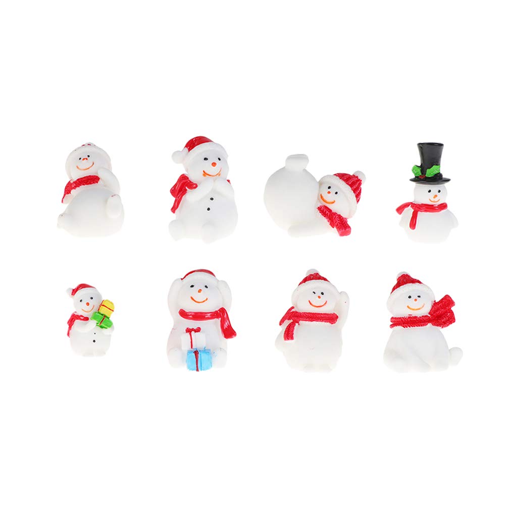 EXCEART 8pcs Christmas Resin Mini Snowman Xmas Desktop Miniature Landscape Ornament for Holiday Party Favor Cake Toppers DIY Dollhouse Decoration
