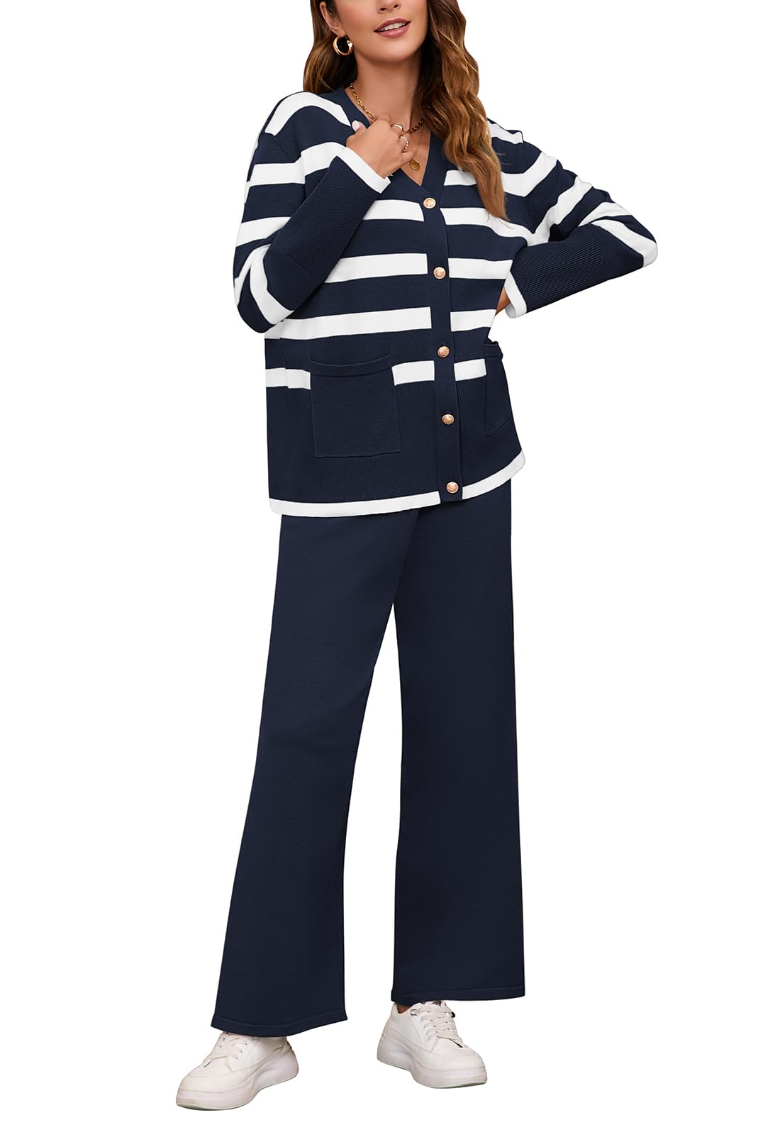 Photo 1 of *PANTS NOT INCLUDED*  Women's 1 Piece Outfits Sweater Long Sleeve Color Block Button 