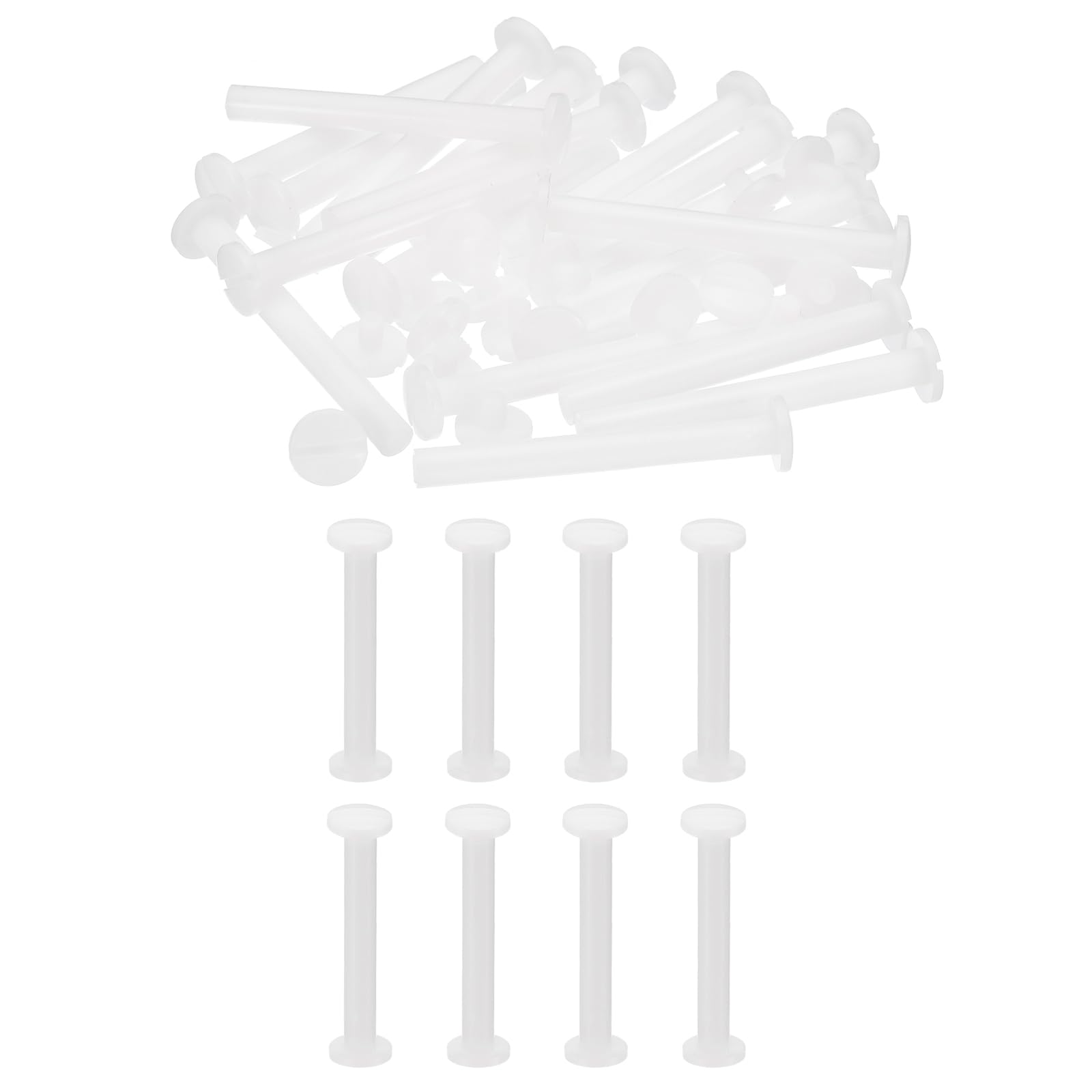 PATIKIL 50mm Chicago Screws, 20 Sets Plastic Chicago Screws Slotted Head Binding Post 5.5mm OD Screw Bolts Leather Rivets Fasteners Connectors White for Leather Belt Scrapbook Photo Albums