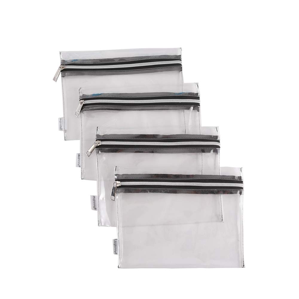 Augbunny Clear Vinyl Zipper Multi-purpose Waterproof School Office Home Supply Organizers Pouch Tool Bag 4-pack
