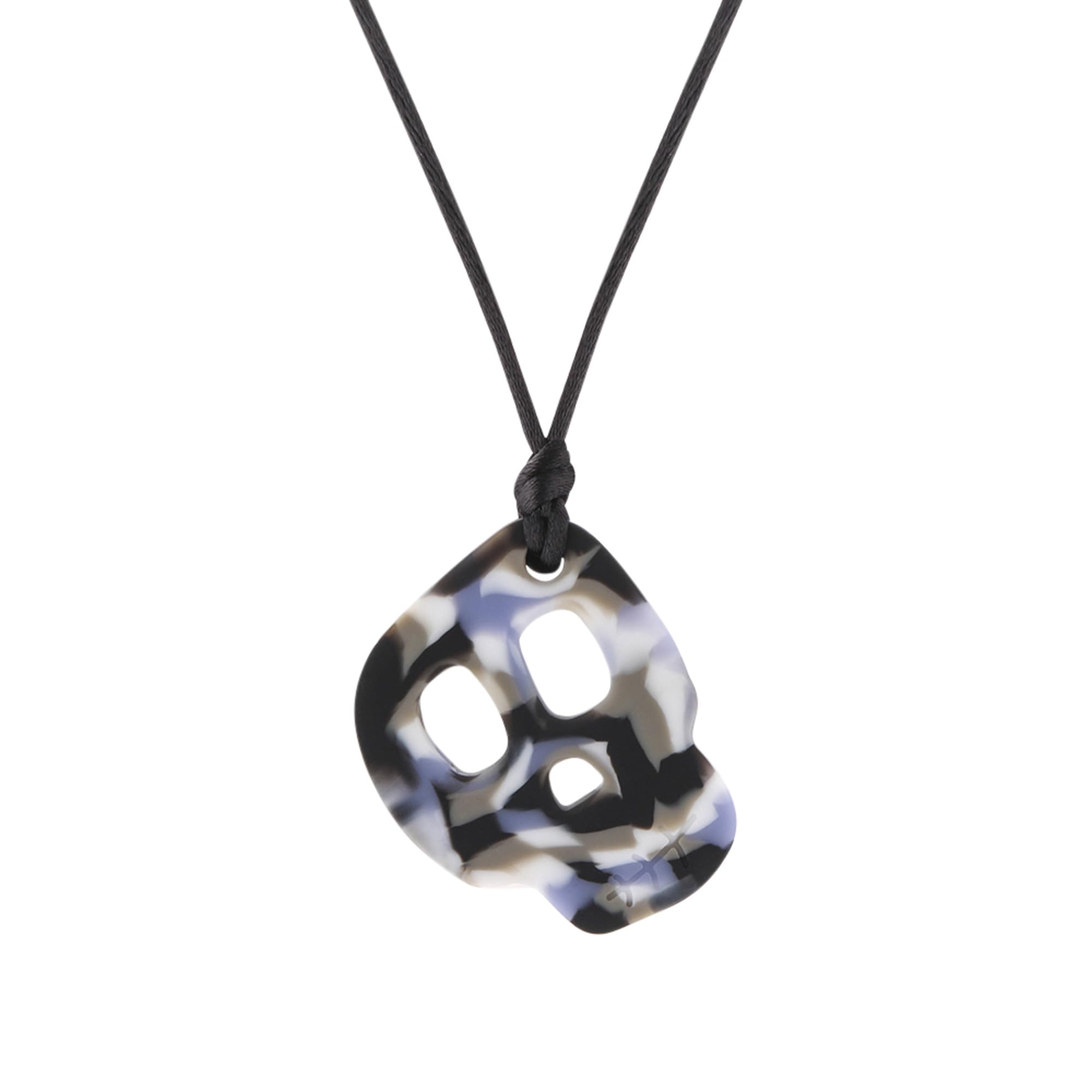 Chewigem Skull Pendant Camo - Textured & Smooth Chewable Necklace, Sensory Chew, Stimming & Fidget Aid for Anxiety & Focus. Ideal for Autism, ADHD, SPD Mild to Moderate Chewers. Pack of 1.