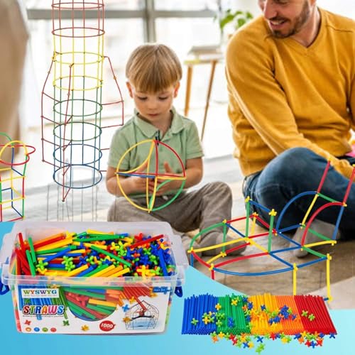 1000 Pieces Construction Straws and Connectors Toys, Fort Building Toys for Kids, STEM Creative Building Games for Boys and Girls Ages 4 5 6 7 8 Years Old