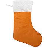 GOODOLD Christmas Stocking Orange Solid Color Xmas Stockings Decoration for Family Holiday Party Ornaments Decor Fireplace 18 x 12 Inch 1PCS