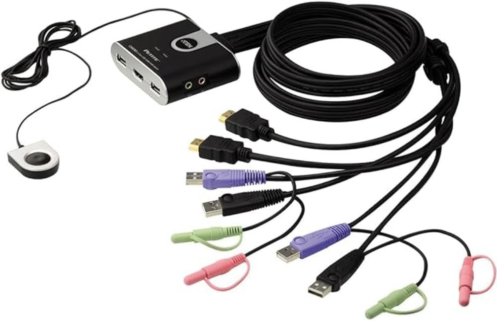 ATEN CS692 2-Port USB HDMI KVM Switch with Remote Port Selector 1080p